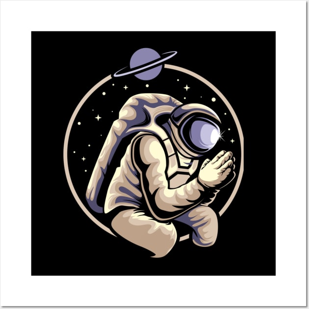 Astronaut Pray Astros City Wall Art by SammyLukas